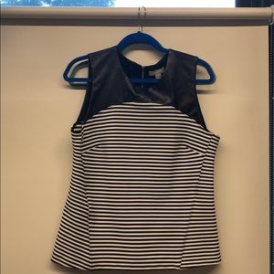 Shirt with leather shoulders and sweater